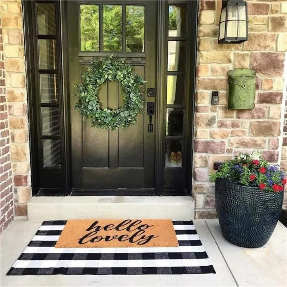 Buffalo Plaid Rugs Black and White Check Rug 35.4'' x 59''Hand-Woven (3' x 5')